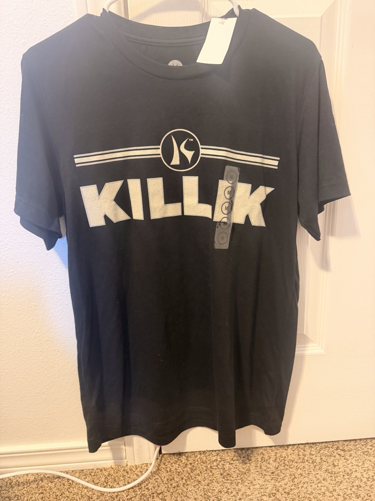 Killik Men’s Black Graphic Logo T-Shirt Medium Polyester Cotton Rayon Blend
