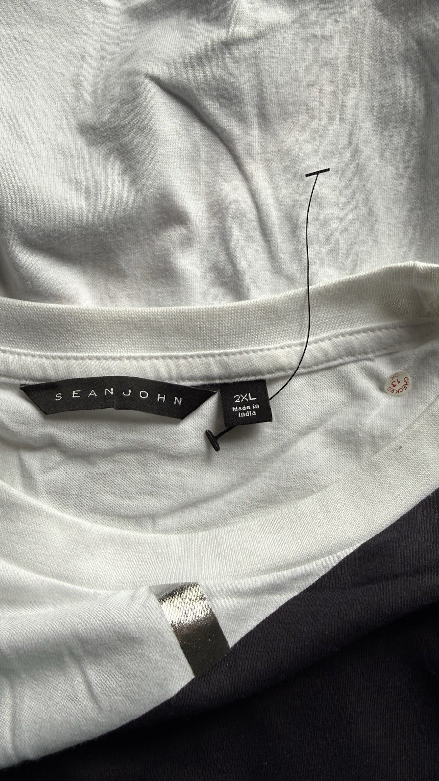 Sean John Shirt Mens XL White Yellow Dark Blue Color Block T-shirt Y2K VTG gallery