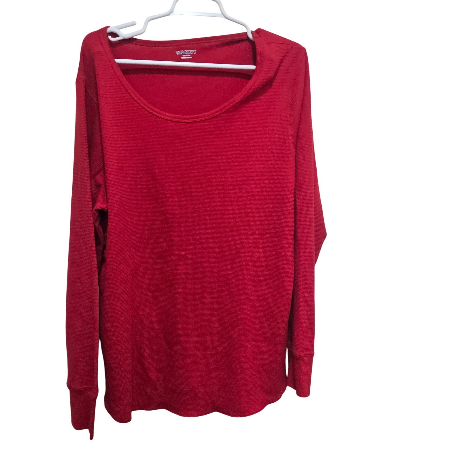 Old Navy Womens XXL Tall Thermal Waffle Knit Long Sleeve Shirt Red