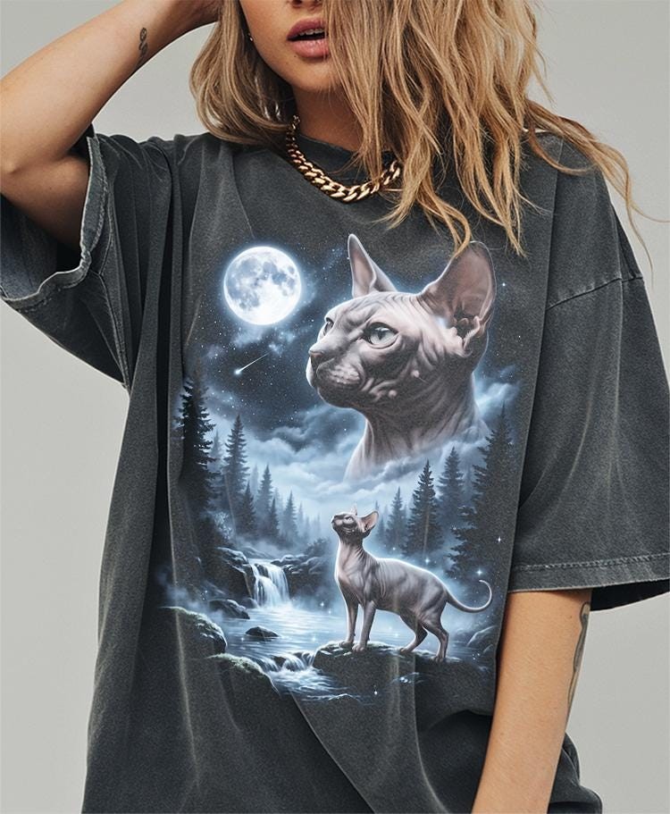 Sphynx Cat Howling at the Moon Shirt Funny Hairless Cat Halloween Tee gallery