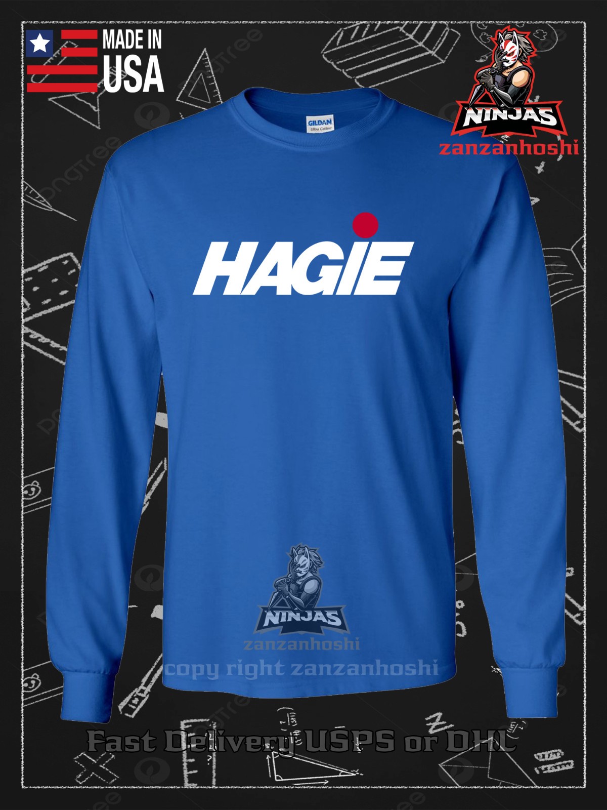New Tee Hagie Manufacturing Company Men's Long Sleeve T-Shirt American Tee Shirt gallery