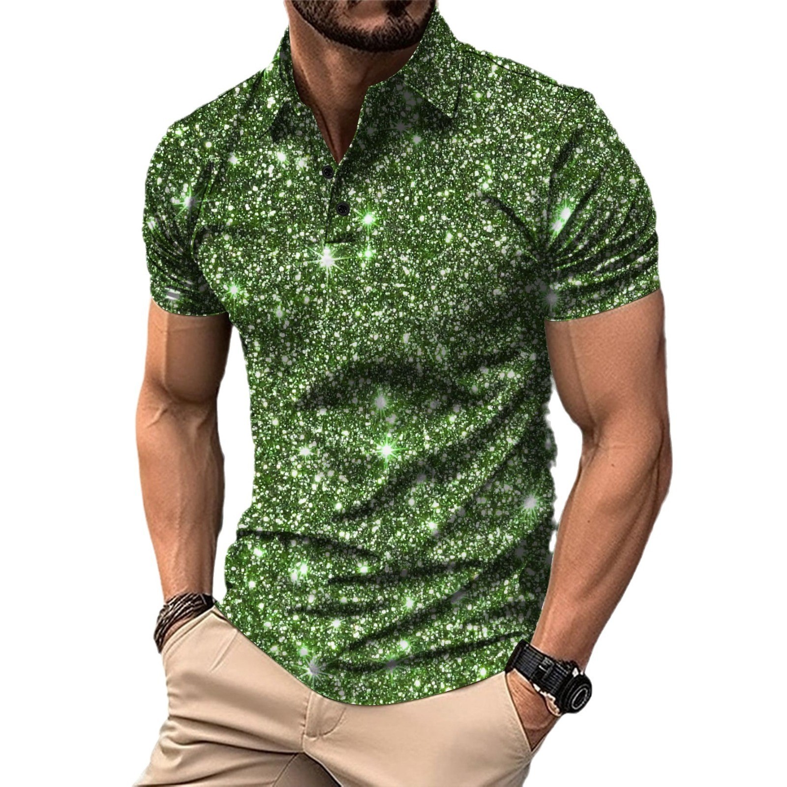 2025 New Men's Shirt with Digital Printed Button Street Casual T-shirt Top Men gallery