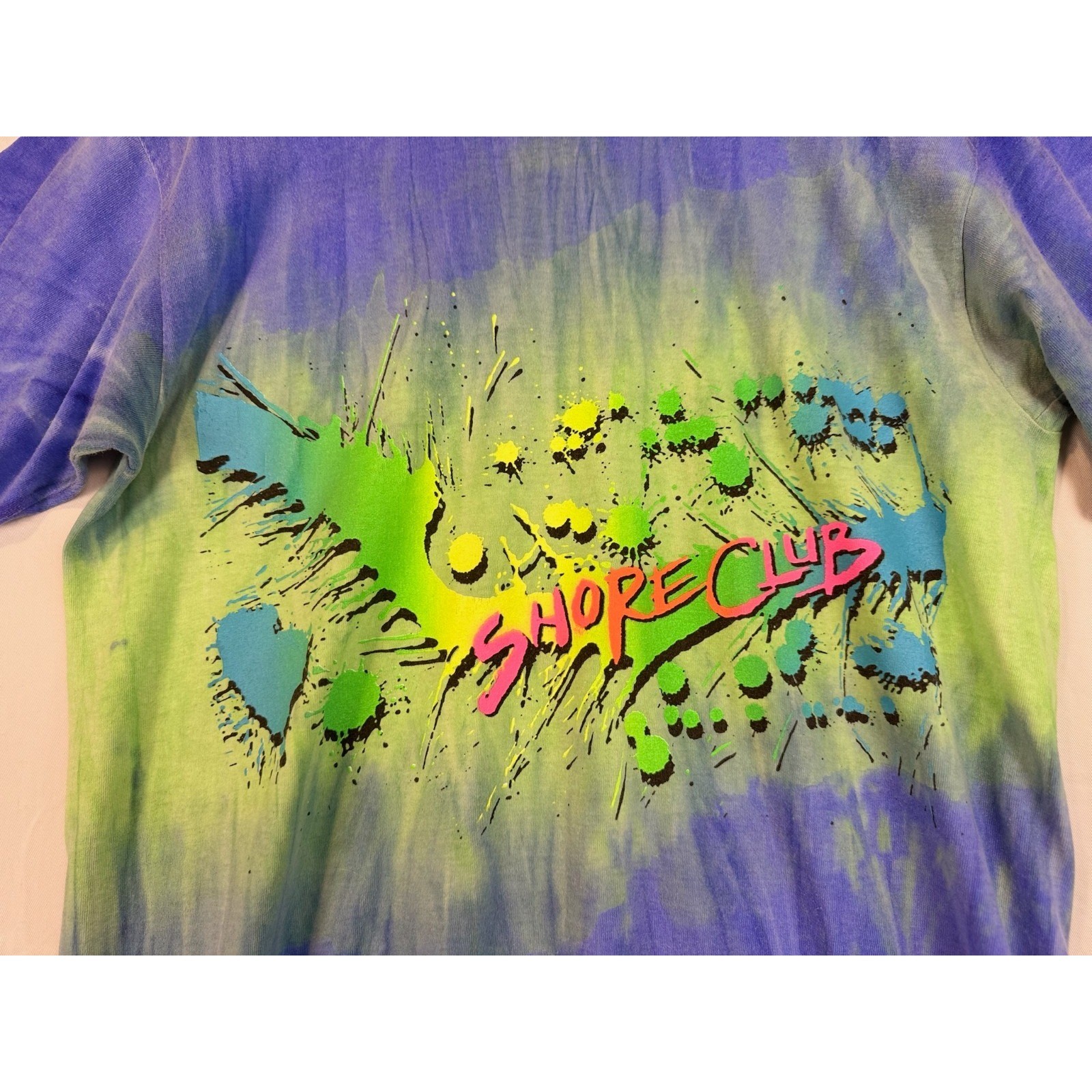 Vintage 90s Shore Club Tie Dye Beach T-Shirt Single Stitch USA Made L Volleyball gallery