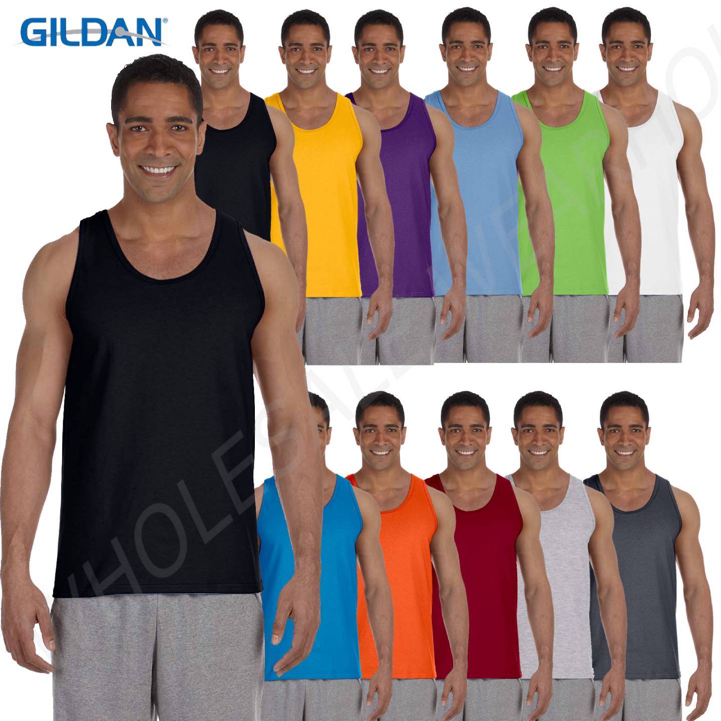 Gildan Mens Tank Top 100% Ultra Cotton Preshrunk 6 oz T-Shirt S-2XL G220 gallery