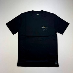 FENDI Logo Embroidered Black T-Shirt Short Sleeves Men Size XL