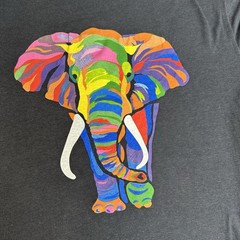 NWT ONNO Men’s L Gray Long Sleeve Crew Neck WWF Rainbow Elephant Graphic T-Shirt