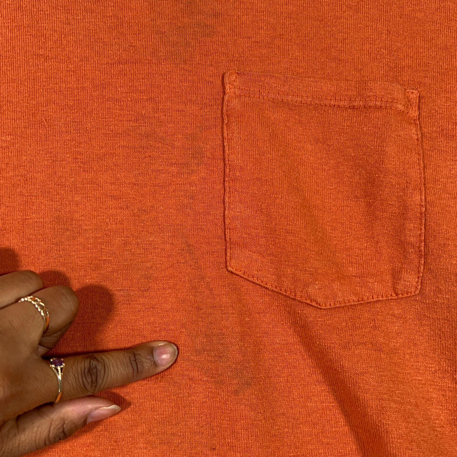 Jungmaven Shirt Mens Medium Orange Solid Pocket Tee Hemp Blend USA Made gallery