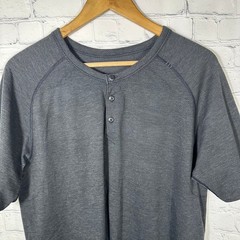 Lululemon Metal Vent Tech Henley Short Sleeve Shirt Grey Heather Mens Large