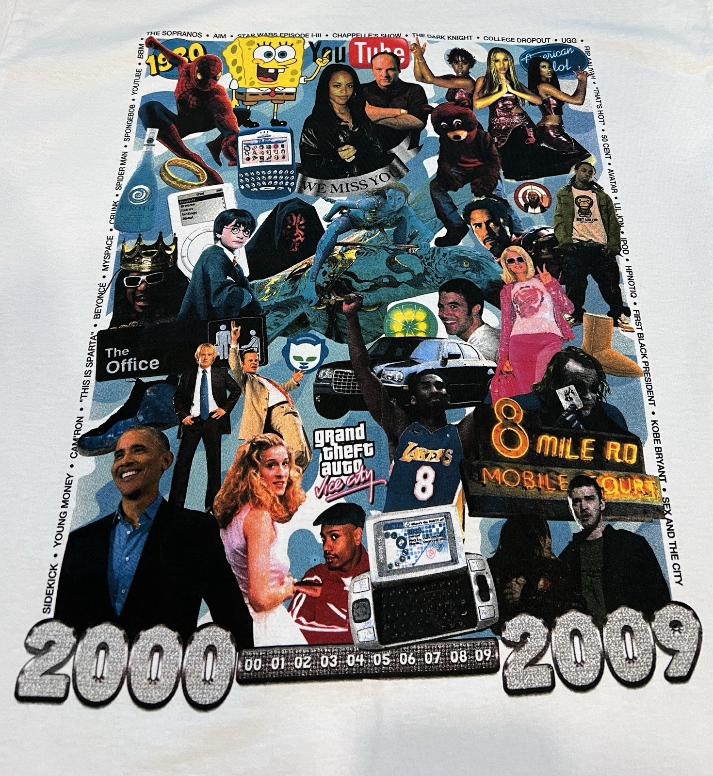Y2K 2000-2009 Nostalgia Pop Culture Collage T-Shirt gallery
