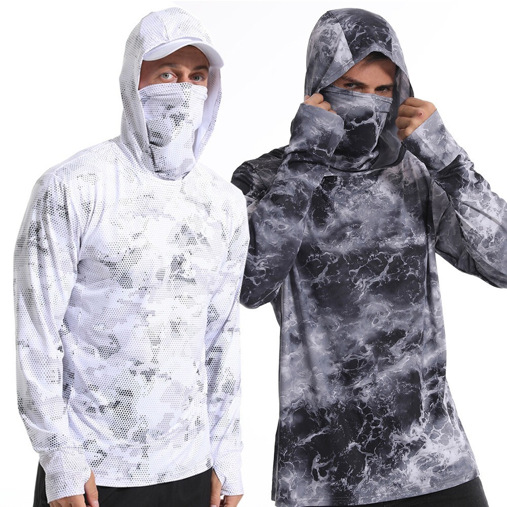 UPF50+ Mens Outdoor Fishing Hoodie Sun Block Skin Protection Long Sleeve Top 🌸 gallery