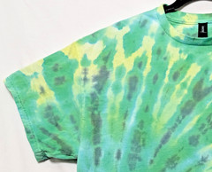 Handmade Tie Dye Radial Spiral Pattern Green Yellow XL Shirt 23″ W X 28″ L