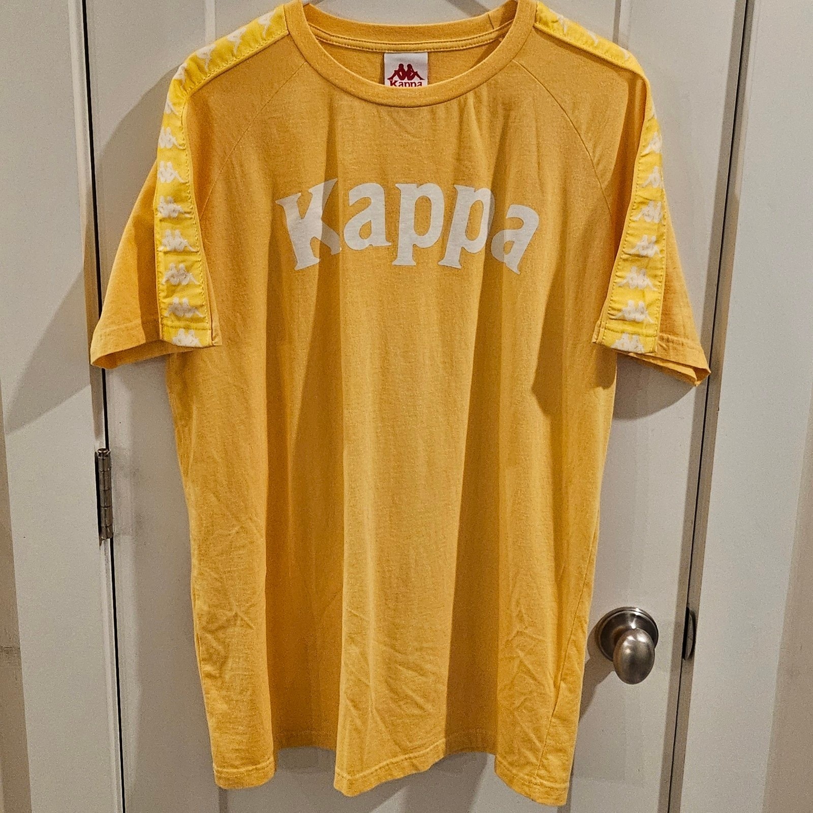 Kappa 222 Banda Balima Short-Sleeve T-Shirt – Yellow & White – Size XXL Slim-Fit