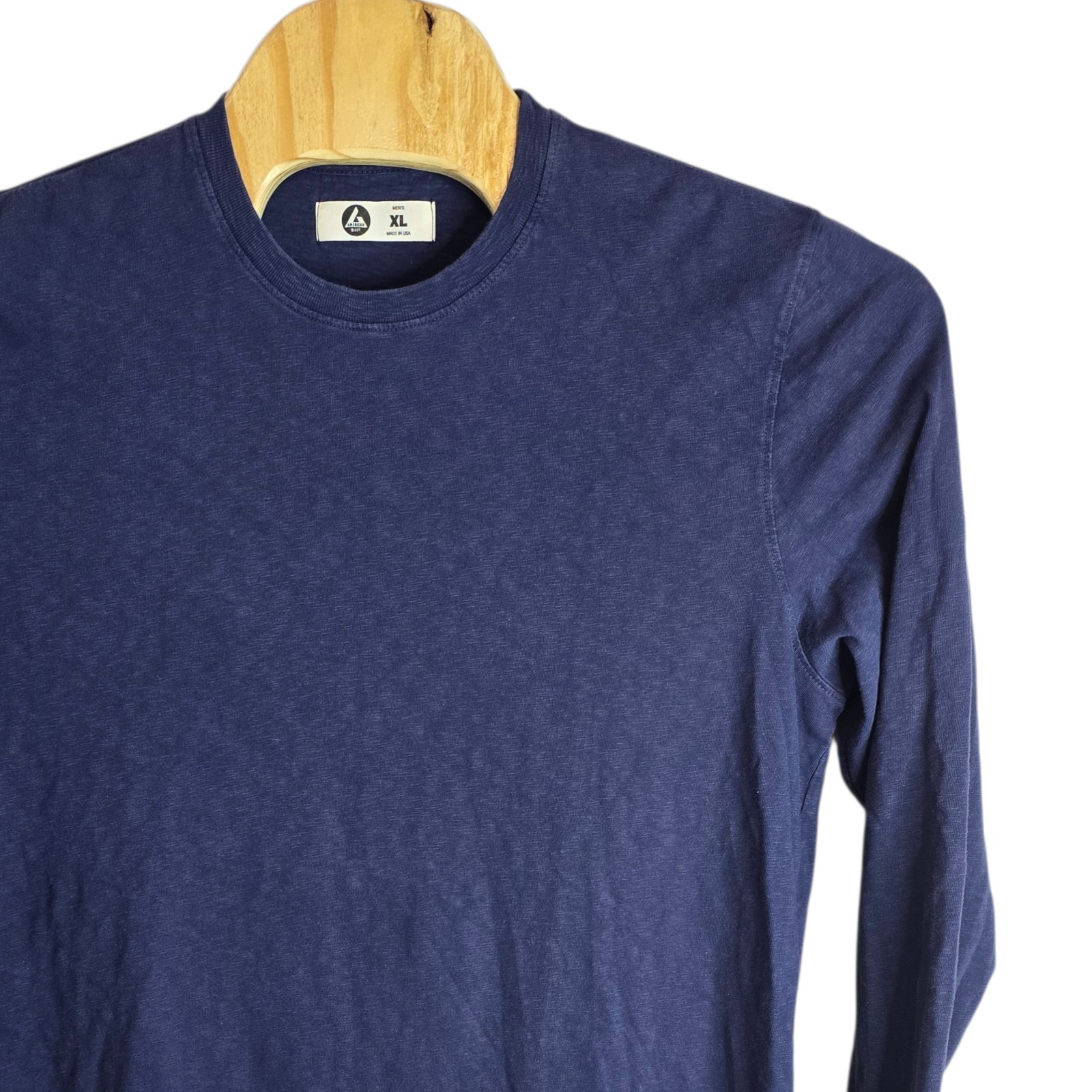 American Giant Mens Long Sleeve Crew Neck T Shirt Navy Blue XL Made in USA