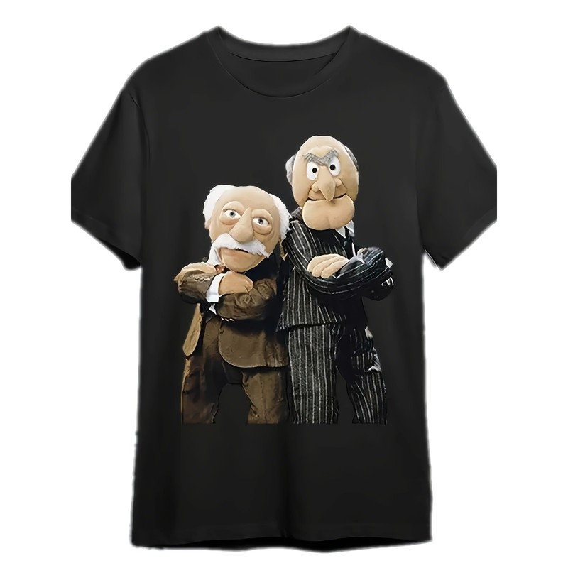 Men’s Statler and Waldorf Black T-Shirt from “The Muppet Show” Fun Short-Sleeve
