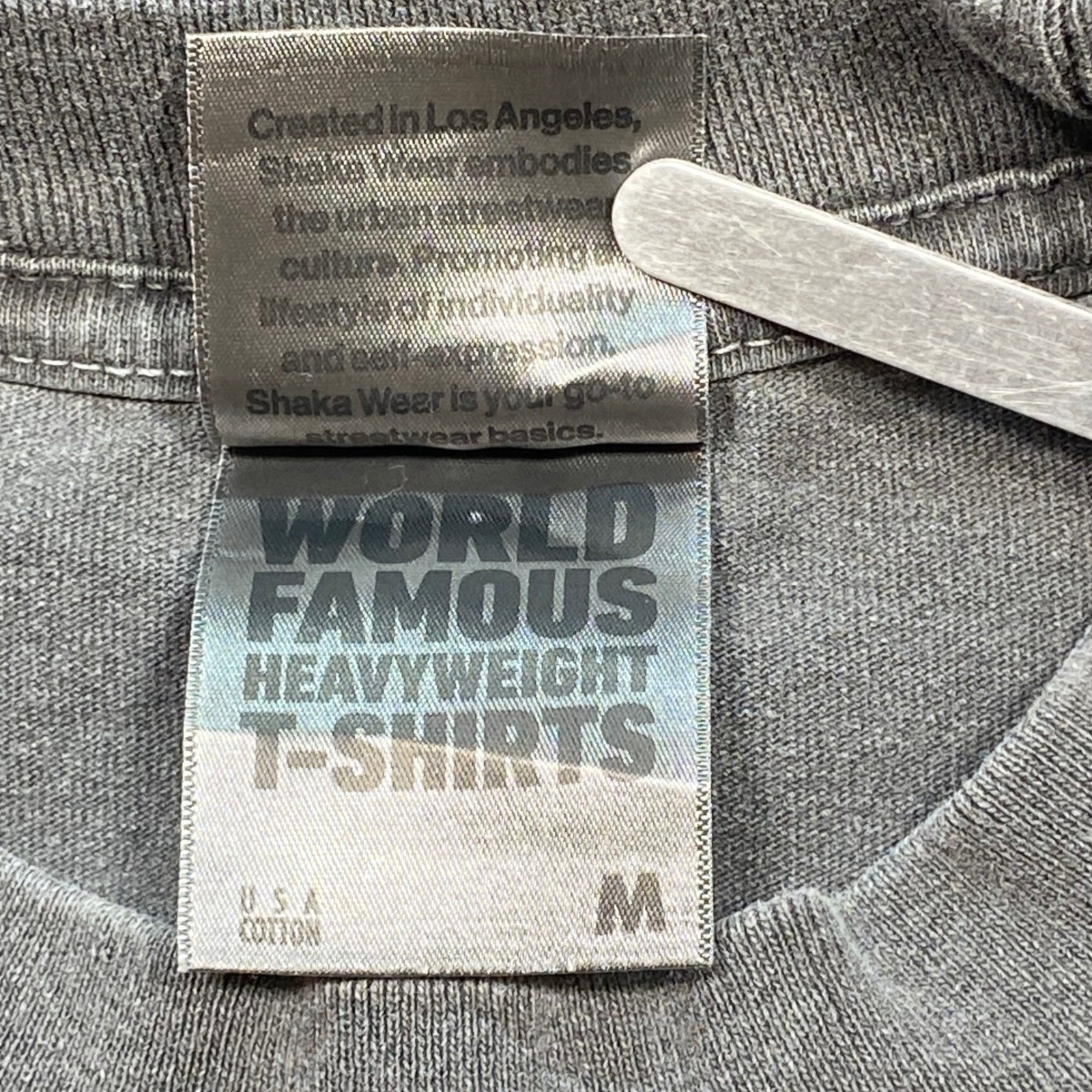 Shaka Wear Graphic TShirt Sz M Mens Gray Streetwear Skater Heavyweight Boxy Crop gallery