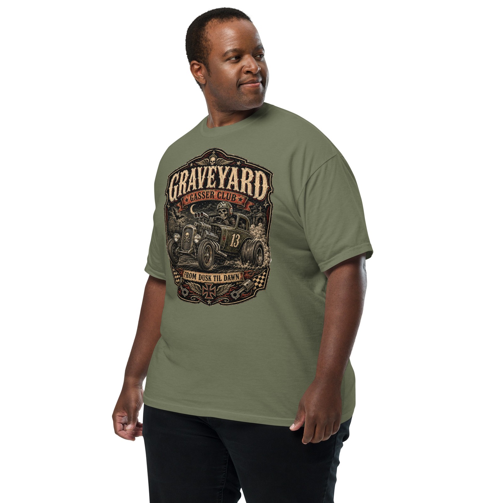 Graveyard Gasser Club 100% Cotton T-Shirt Hot Rod Racing Zombie Horror Tee S-4XL gallery
