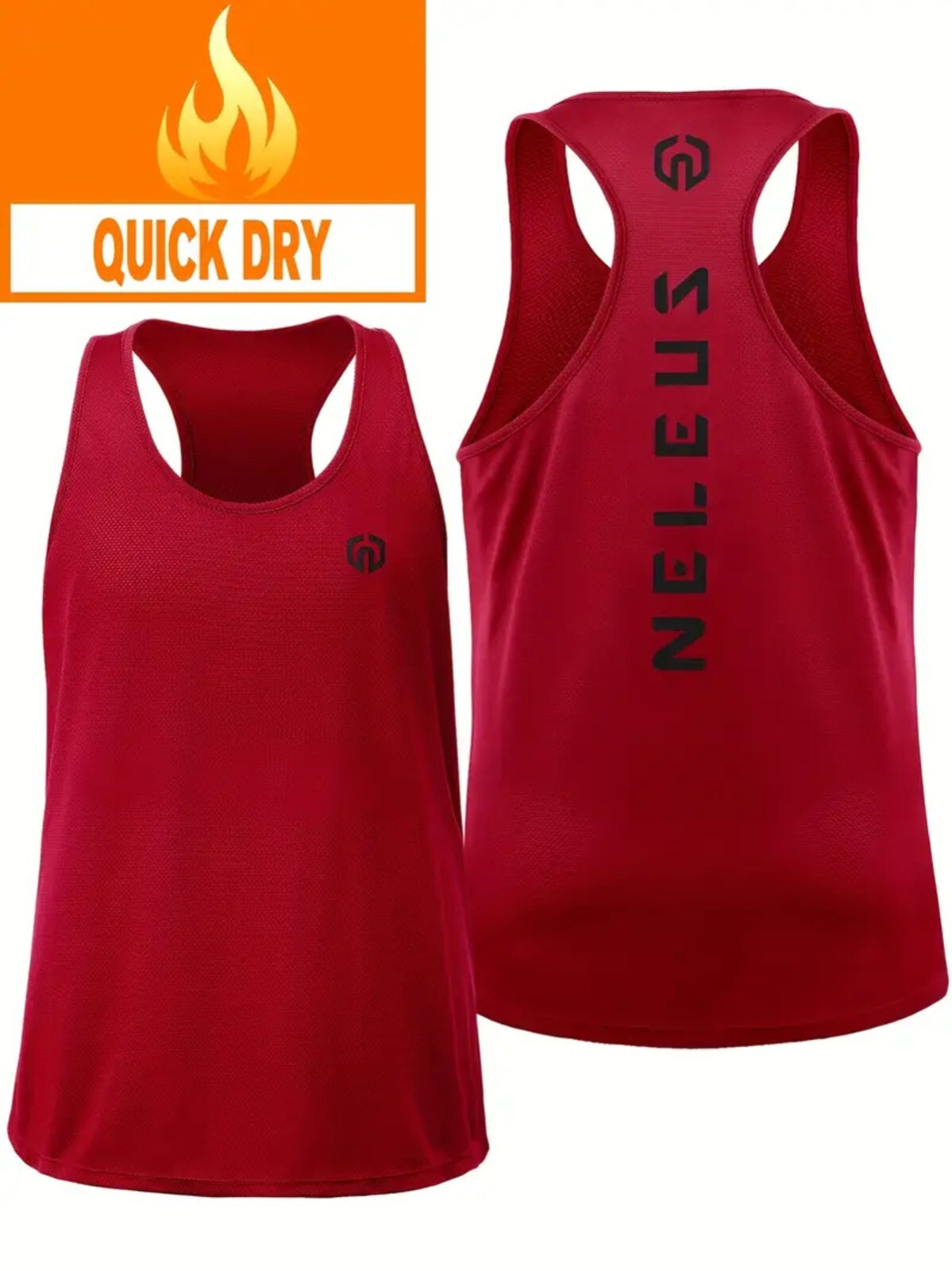 NELEUS 'Dry Fit Logo Muscle' Mesh Tank Top Men's S Gym Workout Exercise Red NEW! gallery