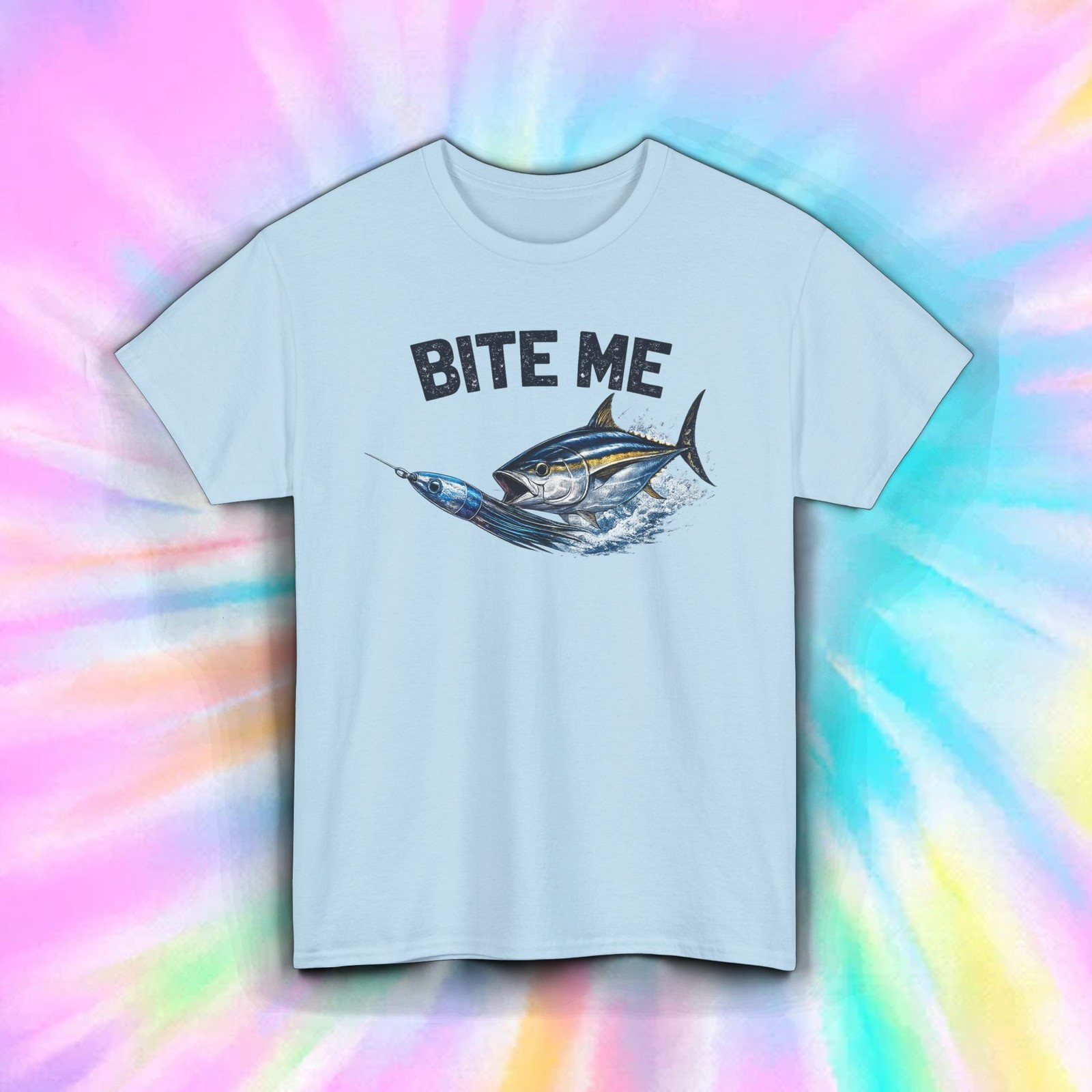 Bite Me Tuna Fishing Shirt Funny Fisherman Saltwater Angler Tee S-5XL
