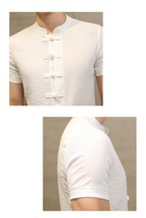 Men Casual Button-Down ShirtS Cotton Linen Martial Art Kung Fu Tai Chi T-shirt