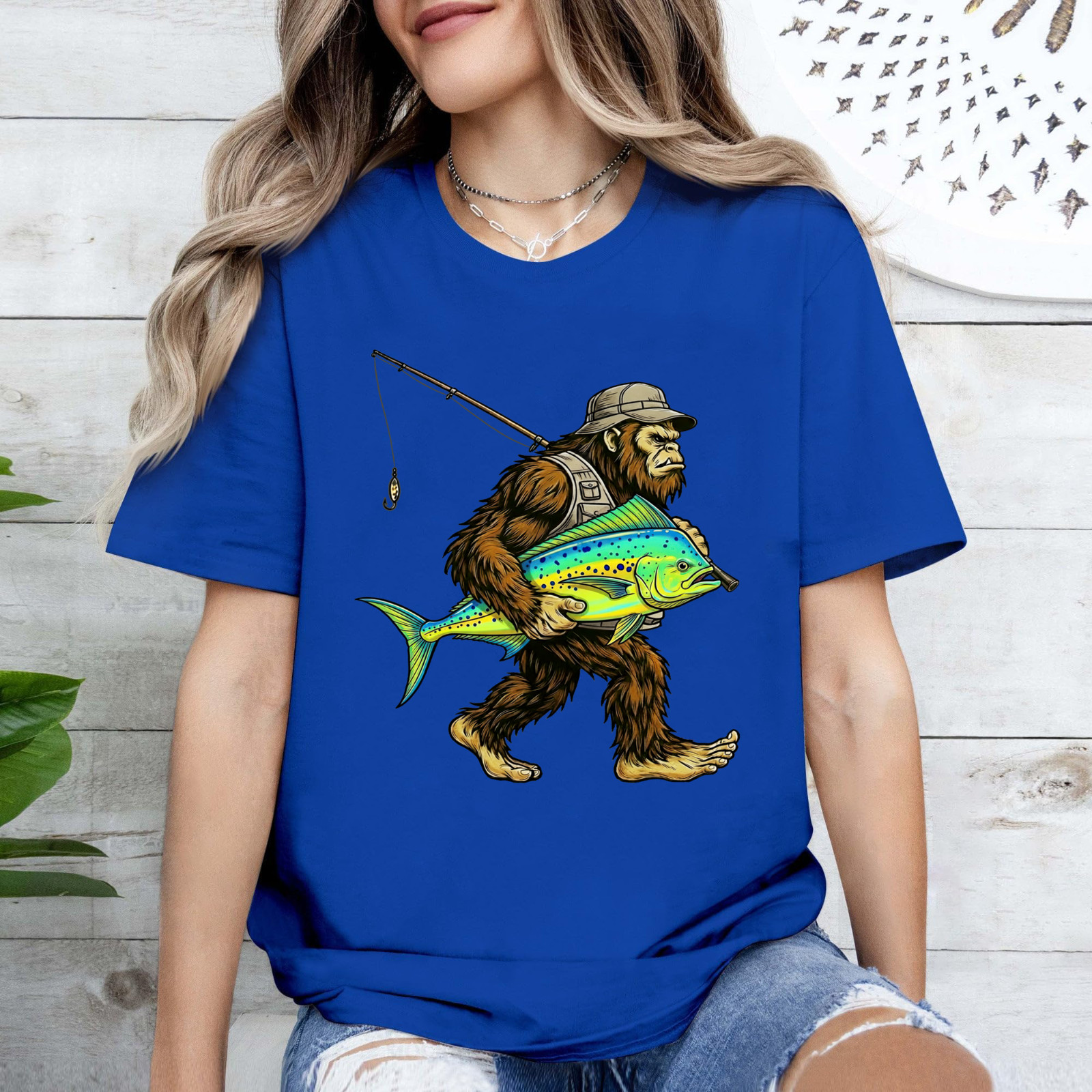 Mahi-Mahi Bigfoot Fisherman Saltwater Fishing Sasquatch Performance T-Shirt gallery