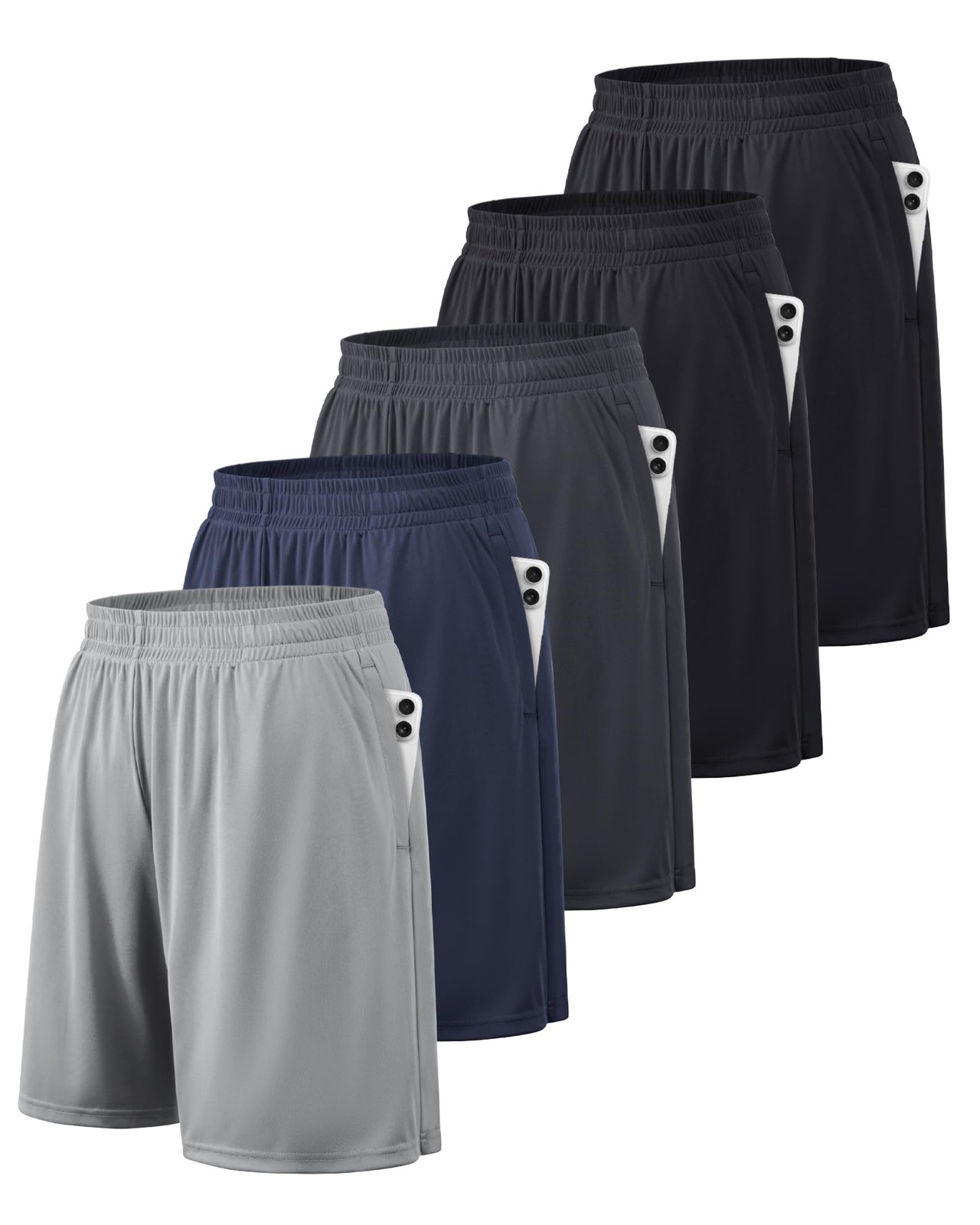 BALENNZ Athletic Large, 5 Pack Black, Navy, Dark Grey, Light Grey