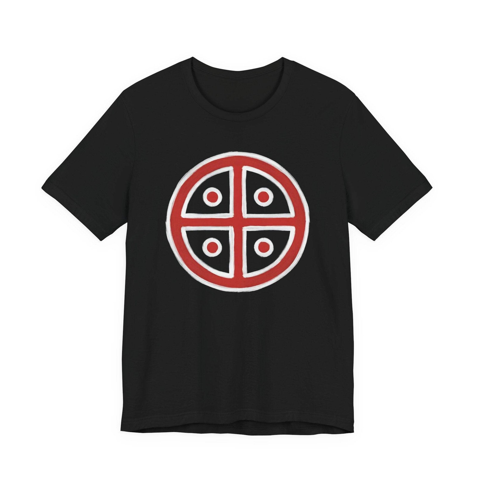 Red & White Solar Cross T-Shirt | Ancient Sun Symbol Graphic Tee Shirt gallery