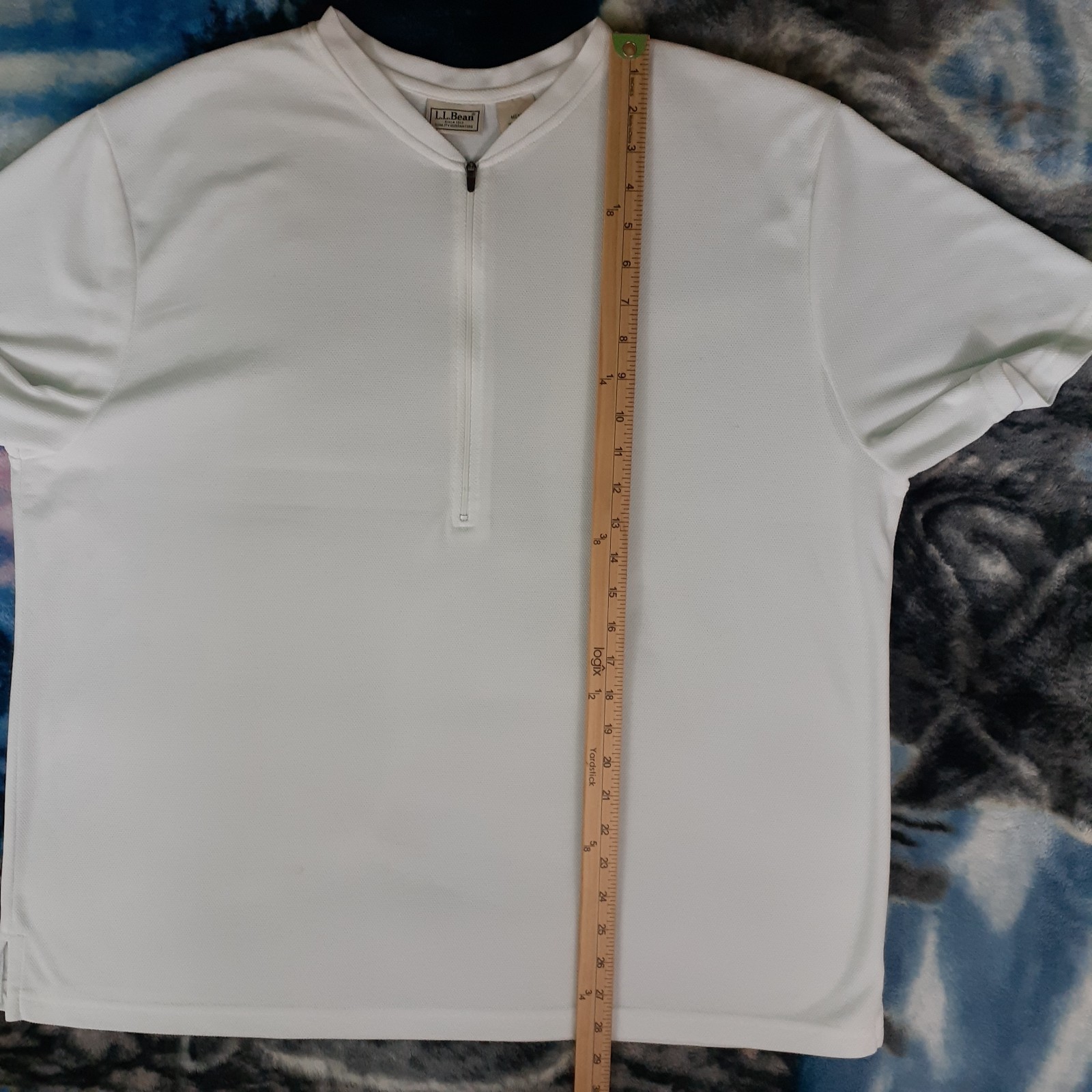 L.L. Bean 1/4 Zip Tee Shirt Mens XL White Short Sleeve Lightweight Preppy Casual gallery