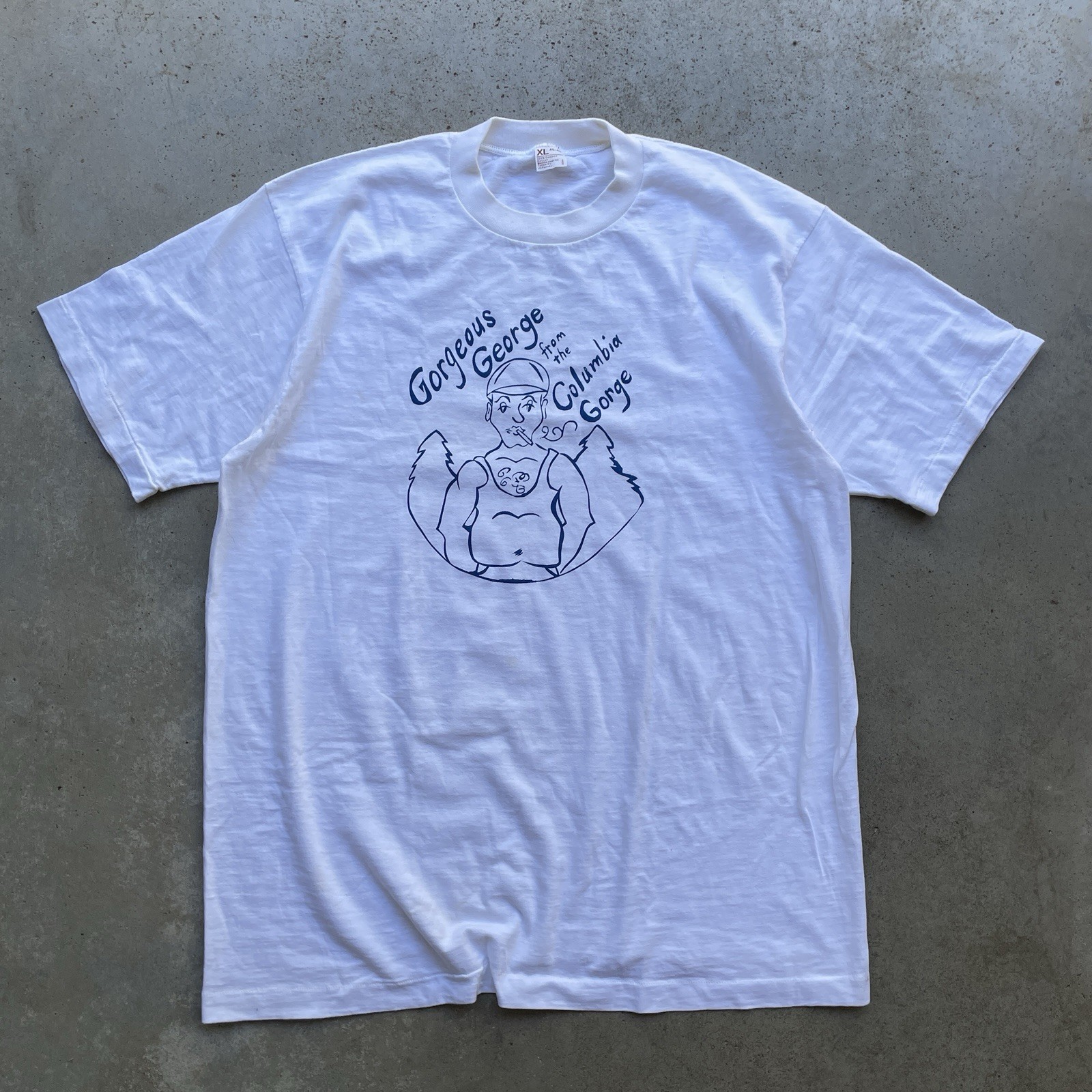 Rare 70's Vintage T-Shirt "Gorgeous George From The Columbia Gorge" Men's XL USA gallery