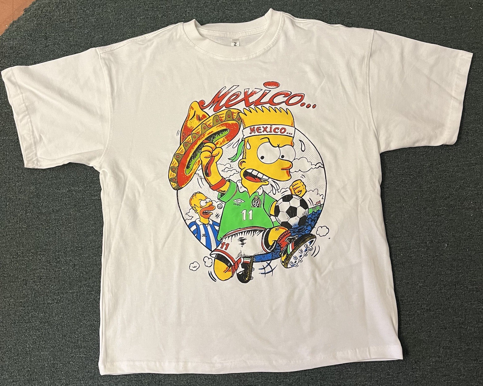 Bart Simpson Shirt Mexico Soccer World Cup 90s Vintage Bootleg Style Simpsons XL gallery