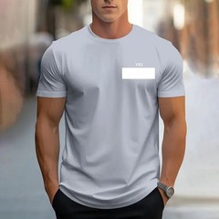 Men Math Formula Print T Shirt Short Sleeve Casual Sports Fitness Round Neck Top