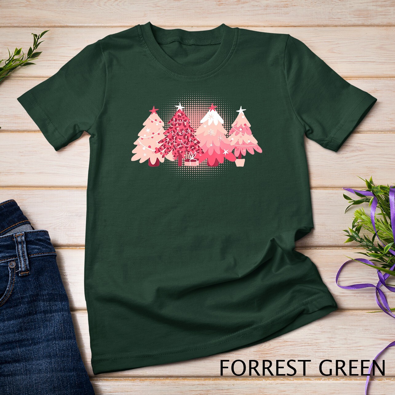 Pink Christmas Trees T-Shirt Unisex T-shirt gallery