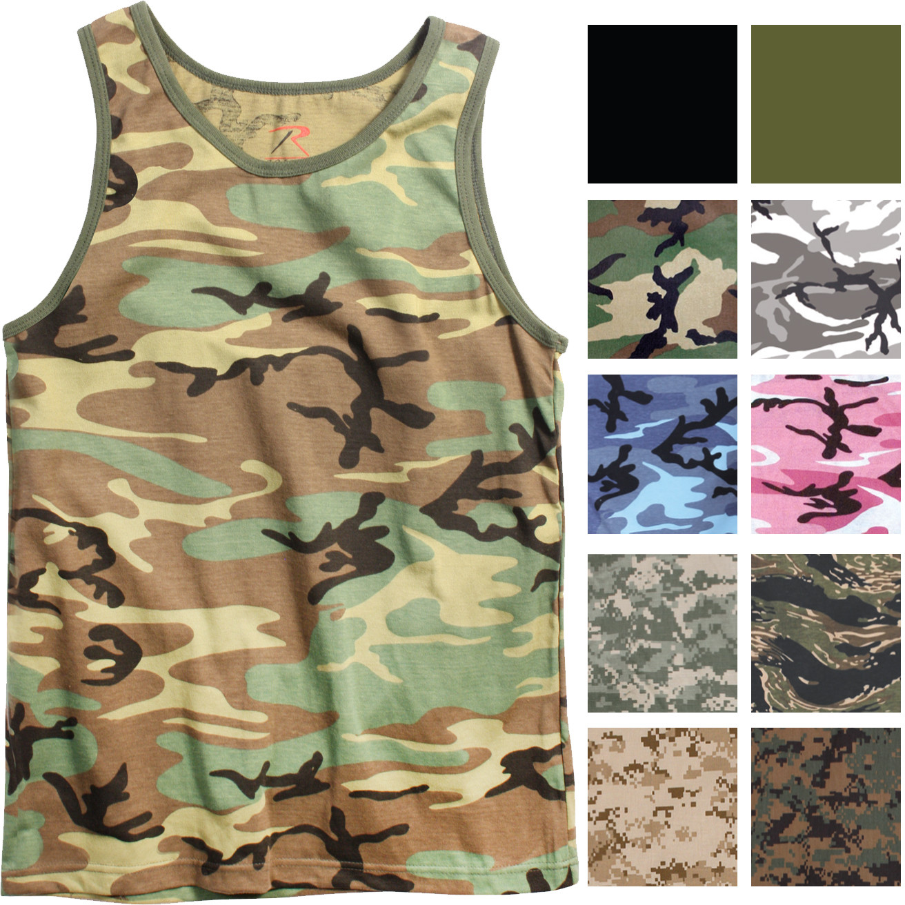 Camo Tank Top Sleeveless Muscle Tee Camouflage Tactical Army Military A T-Shirt gallery