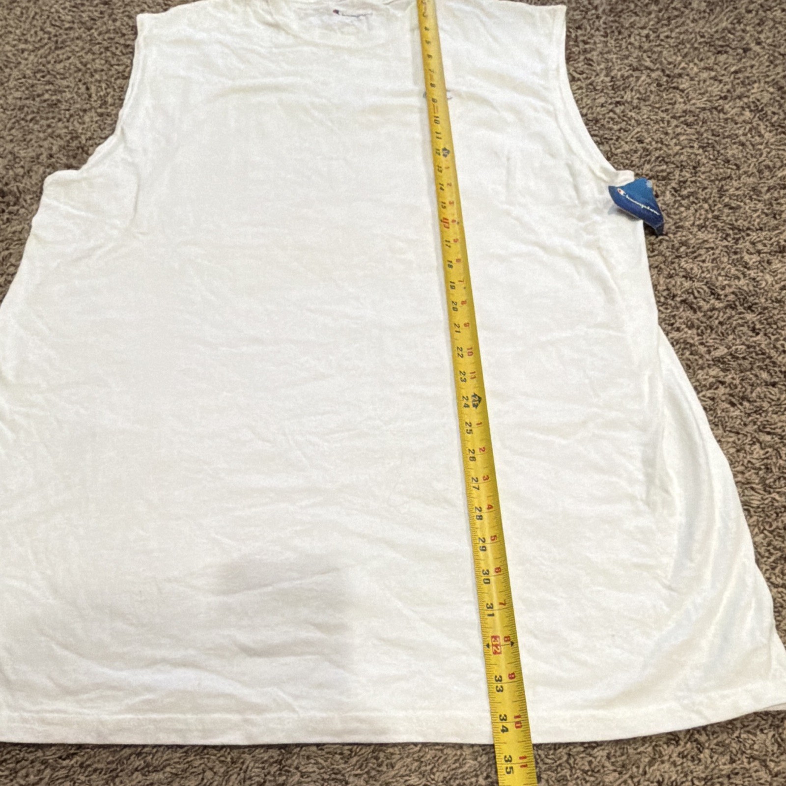 Champion Mens XL White Crew Neck Sleeveless Muscle Jersey Cotton Logo Tagless gallery