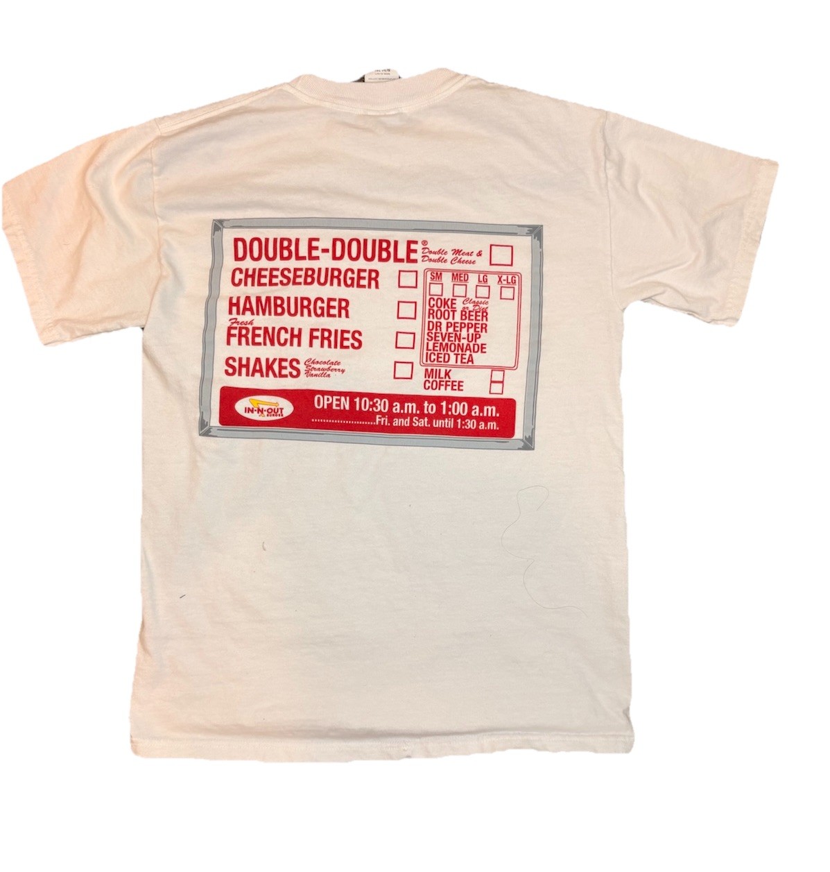 Hanes Beefy-T tag In-N-Out Burger Regular Graphic White T-Shirt Size S (34-36) gallery