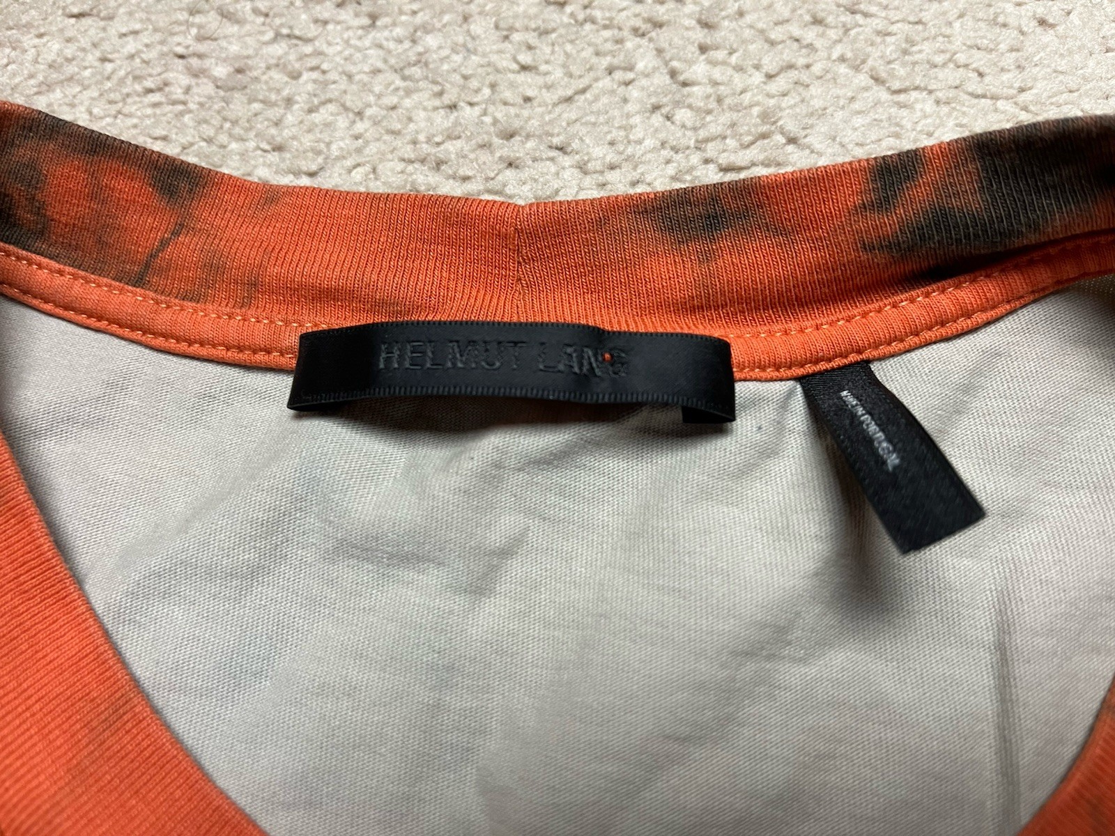Helmut Lang Shirt Medium Tie Dye Cotton T-Shirt Orange Gray Designer City Cotton gallery