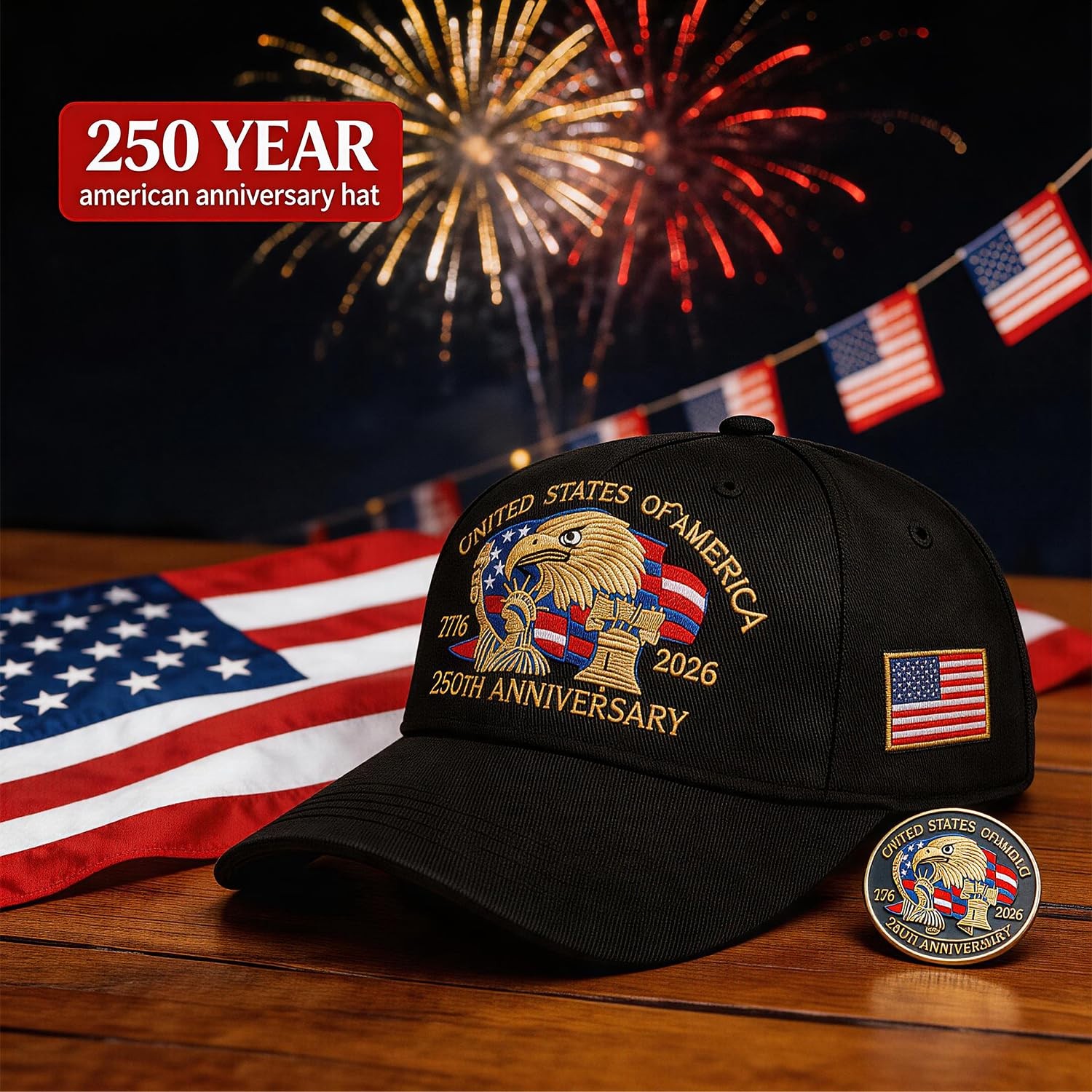 250th Anniversary USA Hat Adjustable United States 250th Anniversary Hat Ret... gallery