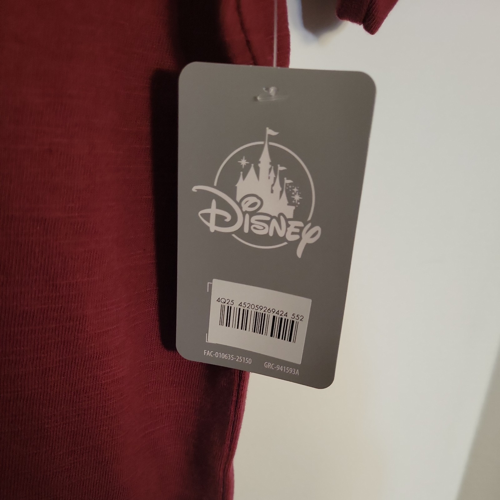 NWT Disney Men's Maroon Certified Cotton Blend Grumpy Shirt Short Sleeves-Size S gallery