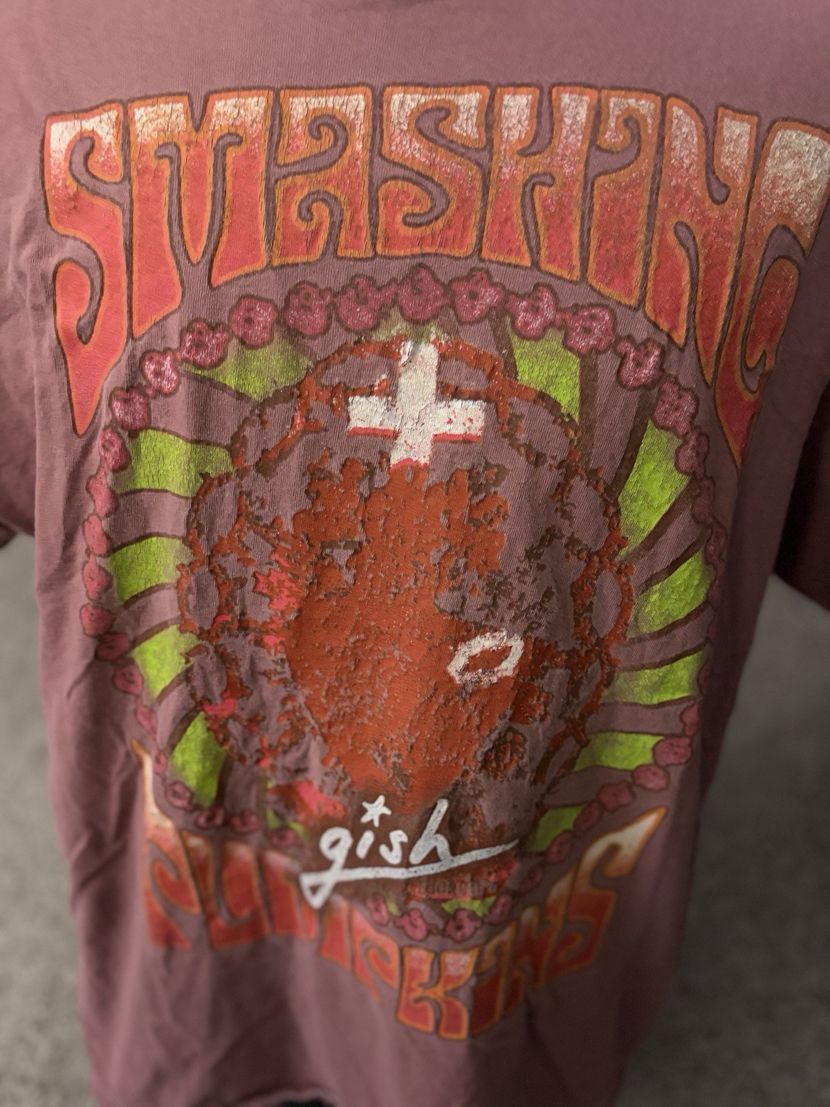 Smashing Pumpkins Gish T-Shirt S/M Mens Maroon Grunge Band Distressed Oversized gallery