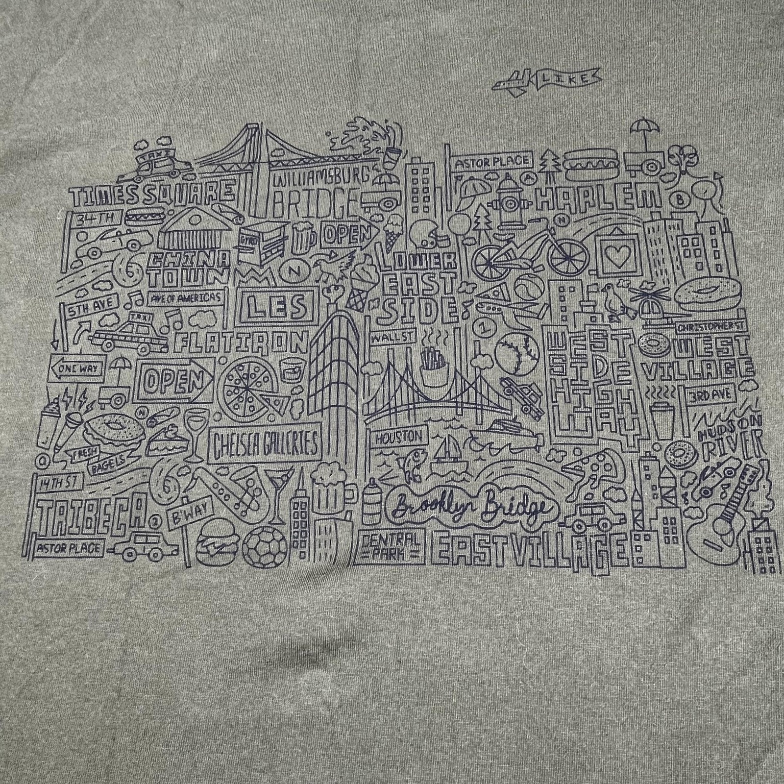 Uniqlo SPRZ NY Timothy Goodman Shirt Mens Medium Olive Graphic Pocket NYC Map gallery
