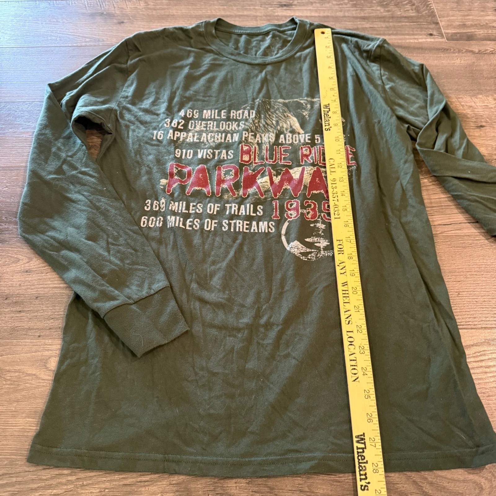 Americas National Parks Blue Ridge Parkway Long Sleeve T-Shirt Green Mens L USA gallery