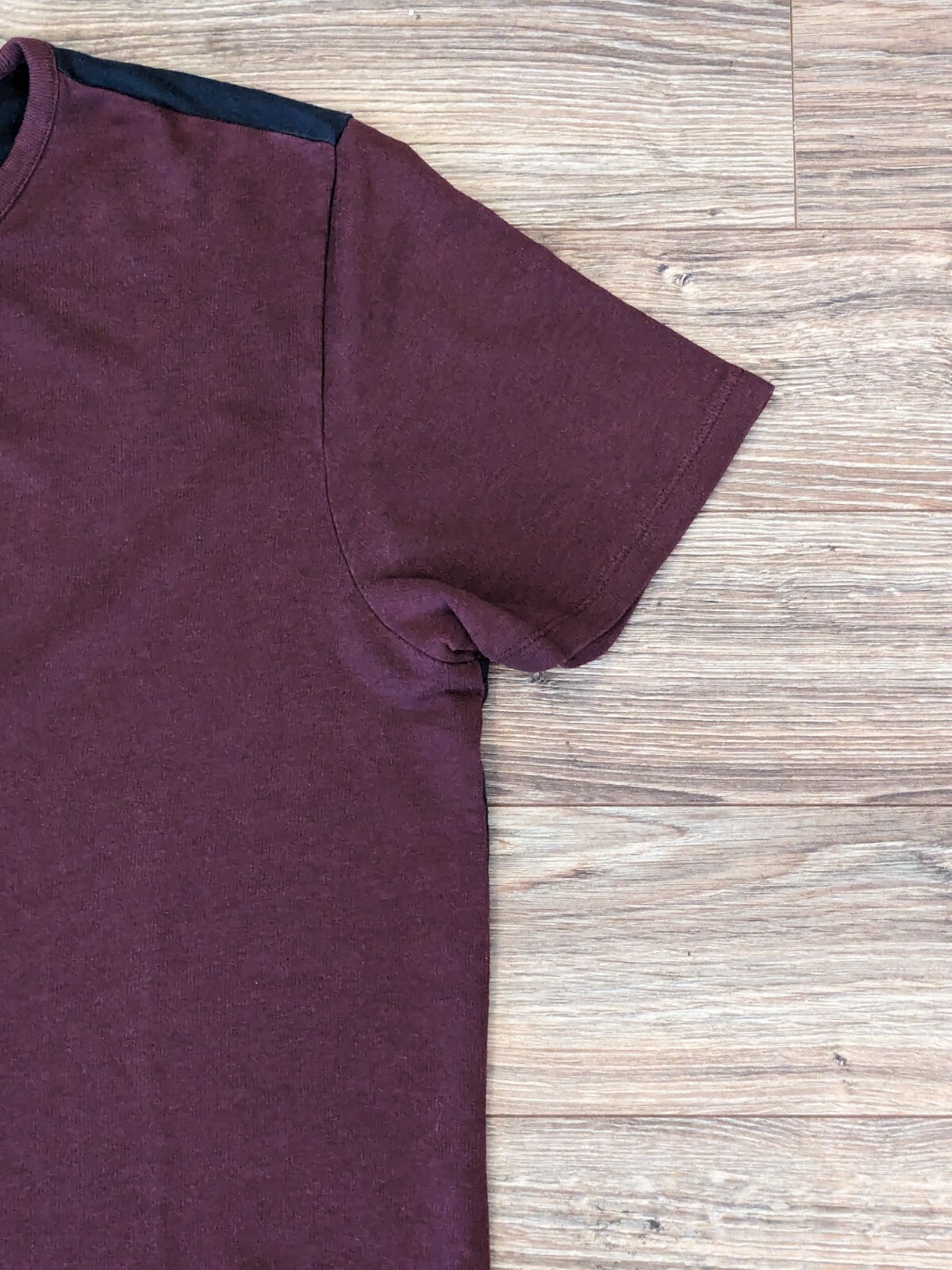 Vince T-Shirt Mens Burgundy Navy Colorblock SS Micro Ribbed Crewneck - L gallery