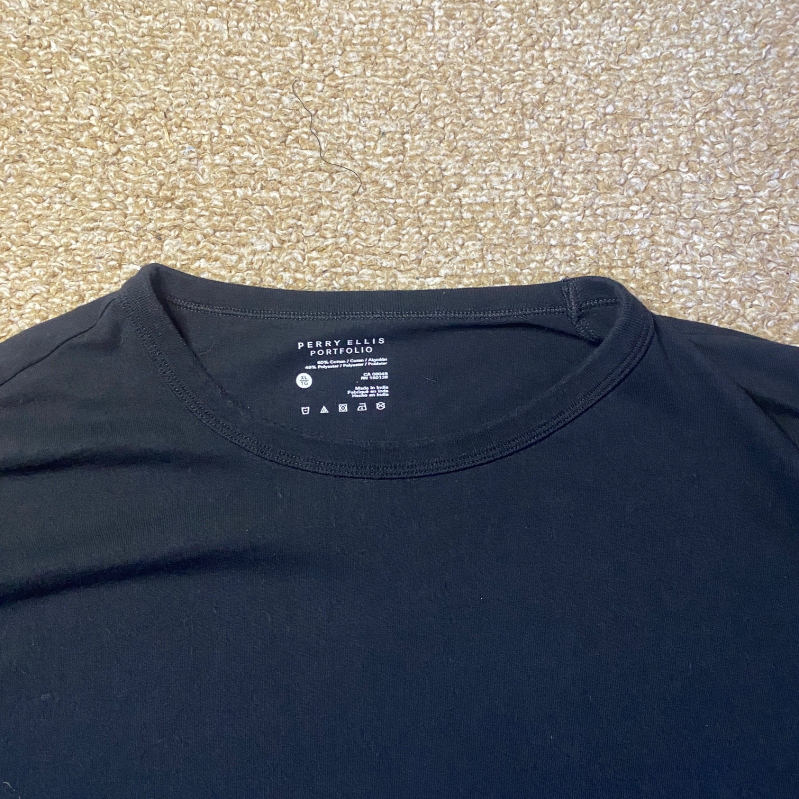 Perry Ellis Portfolio Men’s T‑Shirt Black XL Short Sleeve Crewneck Cotton Blend gallery