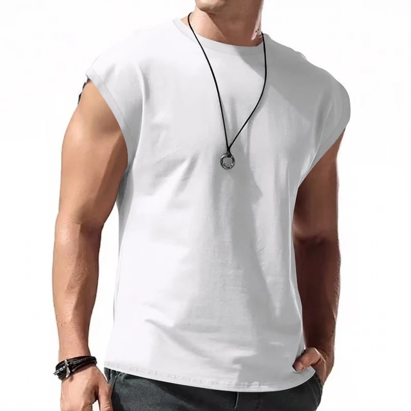 "Men's Sleeveless T-Shirt Summer Sports Vest Casual Loose Fit Top" gallery