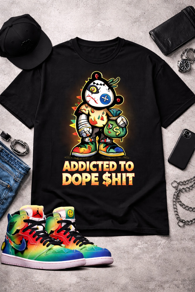 Big & Tall Addicted to Dope $hit Retro Air J1 Sneaker Tee Shirt Graphic T Shirt