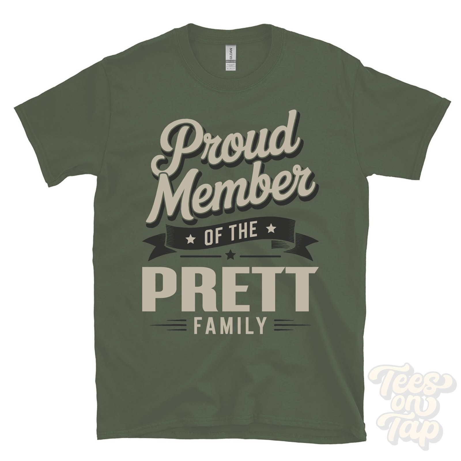 PROUD MEMBER OF THE PRETT FAMILY T-SHIRT surname last name heritage ancestry