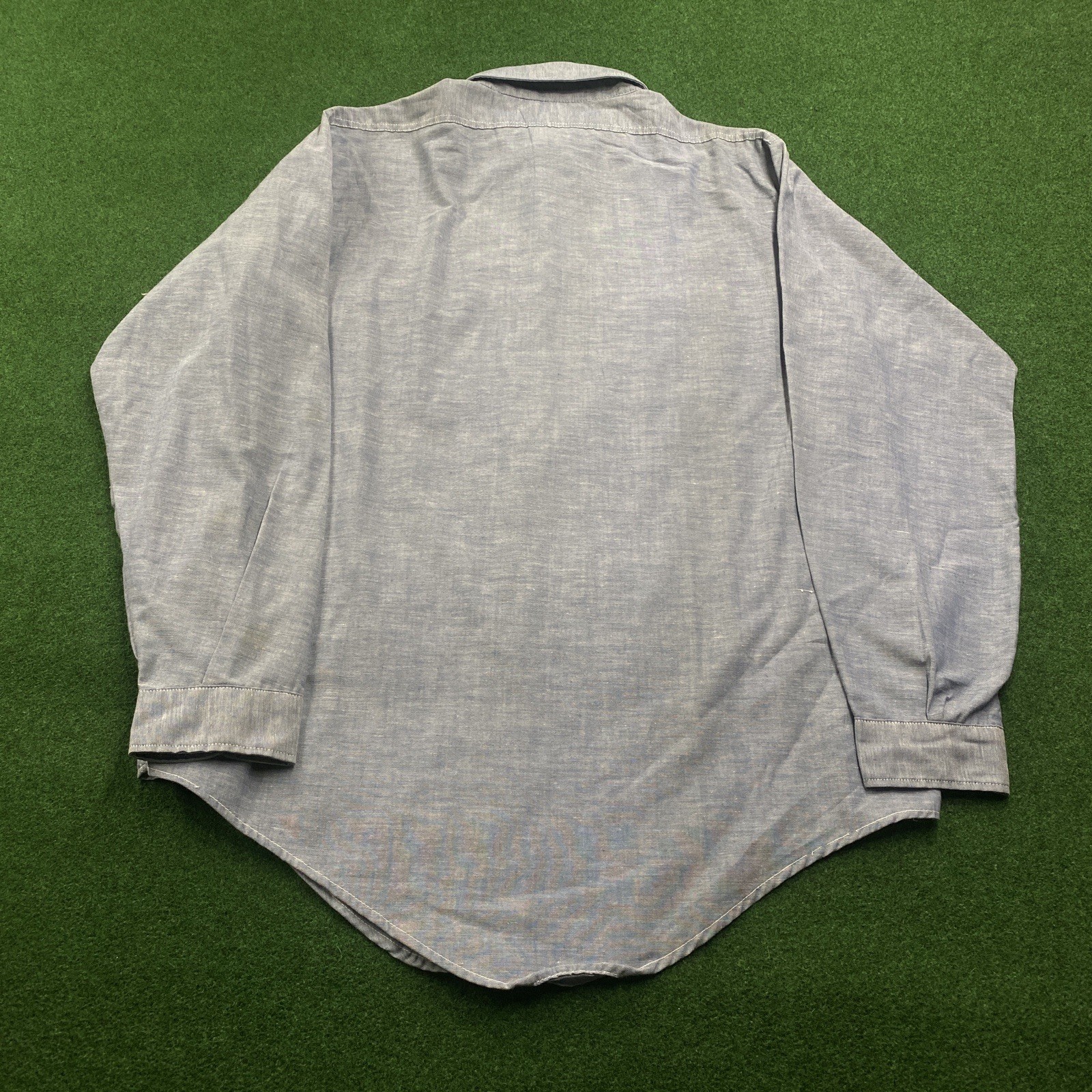 Vintage 60S King Kole Chambray Shirt Mens L Blue Denim Selvedge Cotton Work USA gallery