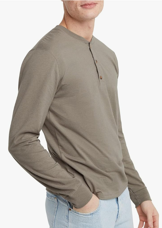 Hanes Comfortblend Originals T-Shirt, Long Sleeve Cotton Henley for Men-SMALL gallery
