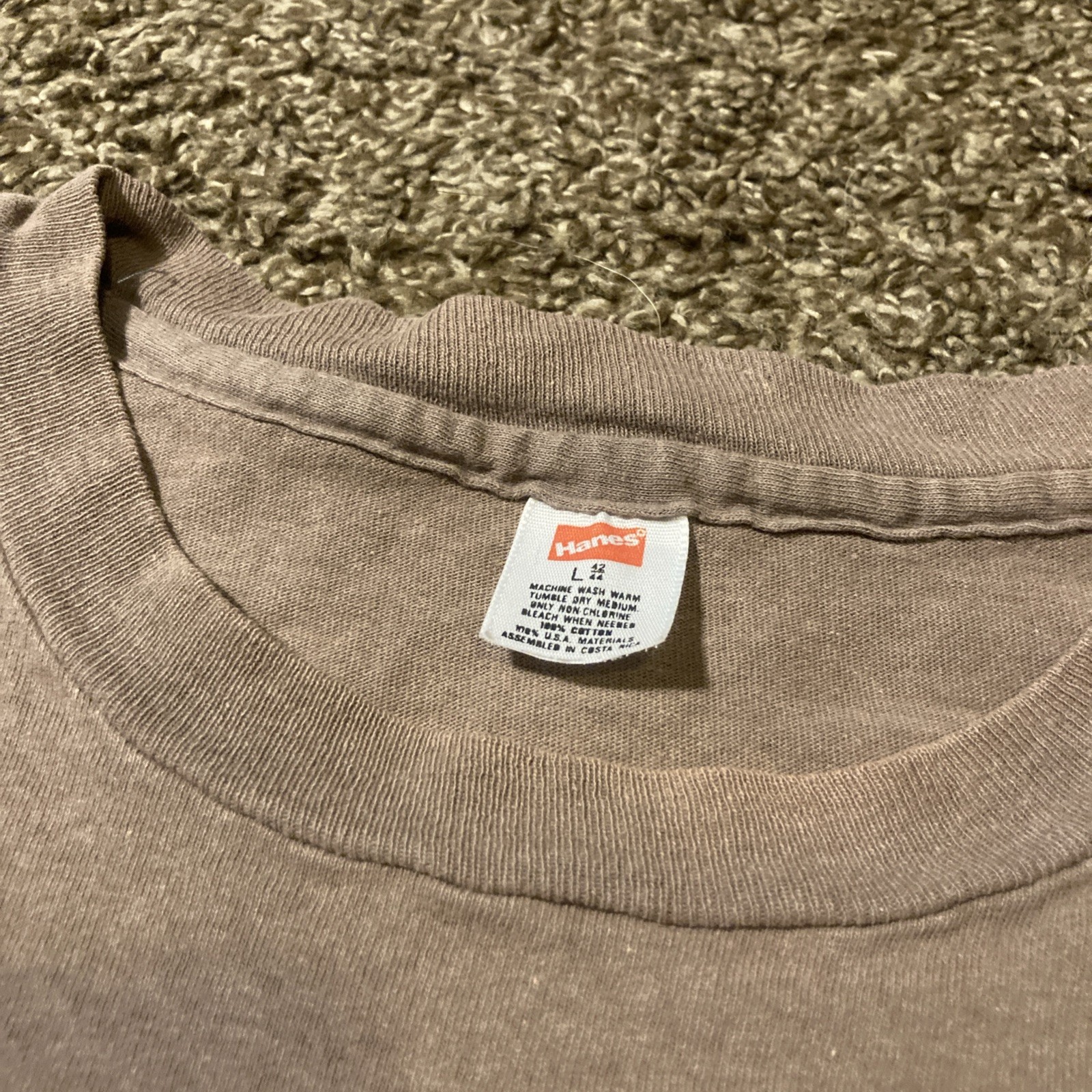 Vintage 80s 90s Hanes Blank Single Stitch T Shirt Boxy M/L USA Gray Brown gallery