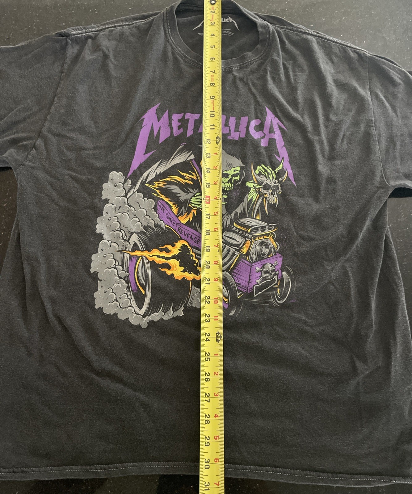 Metallica Skeleton Race Shirt XL Here Comes Revenge Rat Fink Hot Rod NEW gallery
