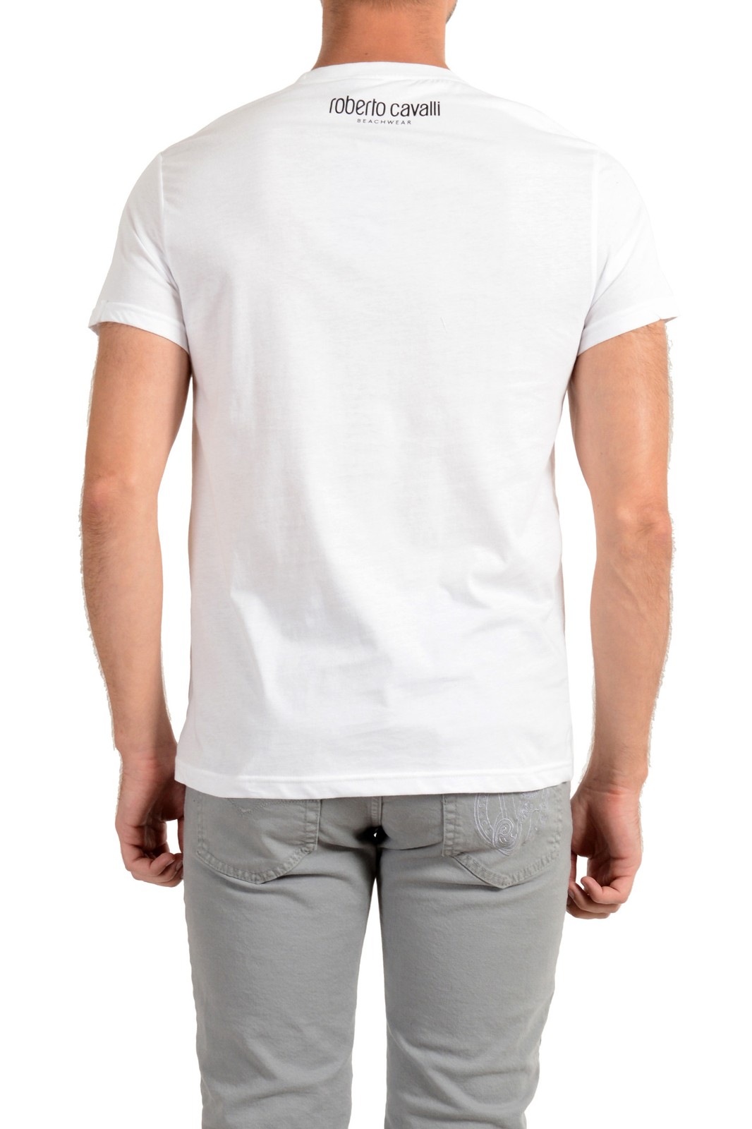 Roberto Cavalli "Beachwear" Men's White Graphic Print T-Shirt Sz S M L XL 2XL gallery
